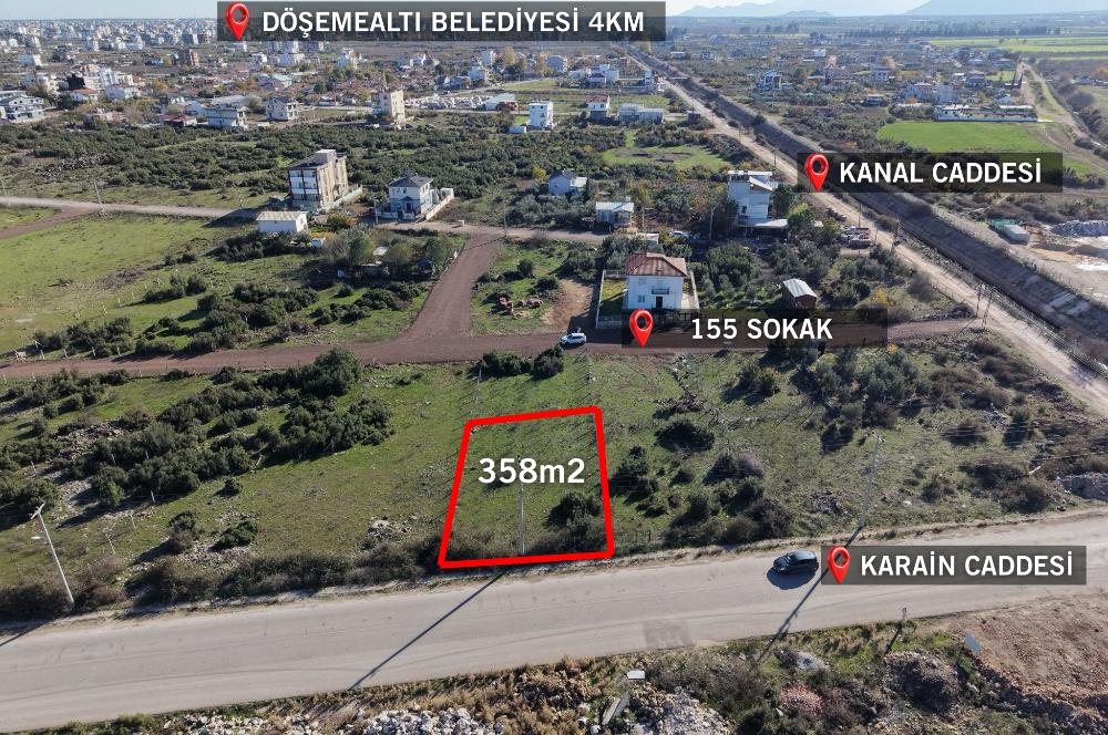 DÖŞEMEALTI YENİKÖY 358m2 TİCARİ+KONUT İMARLI SATILIK ARSA