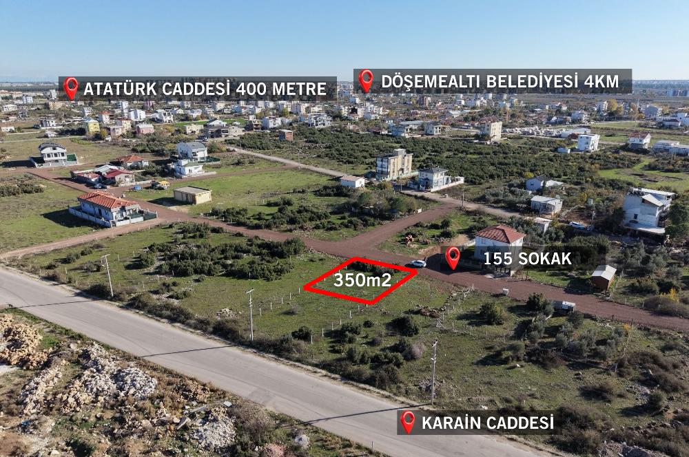 DÖŞEMEALTI YENİKÖY 350m2 KONUT İMARLI SATILIK ARSA