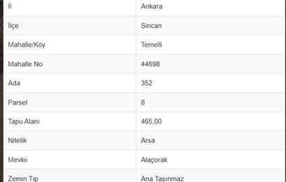 ANKARA TEMELLİDE SATILIK TEK TAPU KÖŞE PARSEL