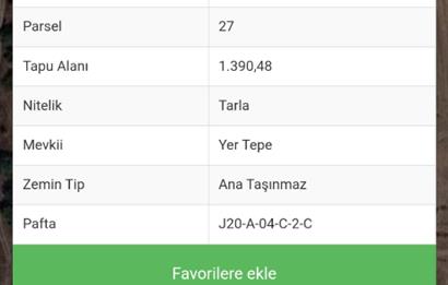 C21 LOCA'DAN BİGADİÇ ÇAMKÖY'DE 1390,48M2 SATILIK TARLA