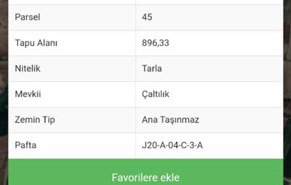 C21 LOCA'DAN BİGADİÇ ÇAMKÖY MAHALLE İÇİNDE 896,33M2SATILIK TARLA