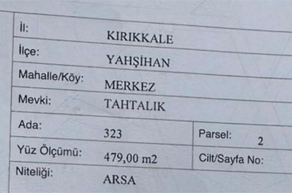 KIRIKKALE ÜNİVERSİTESİ KARŞISI YENİŞEHİR DE SATILIK KUPON ARSA