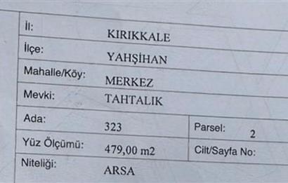 KIRIKKALE ÜNİVERSİTESİ KARŞISI YENİŞEHİR DE SATILIK KUPON ARSA