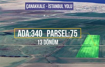 Gelibolu Koruköy'de 13 Dönüm Yatırımlık Arsa