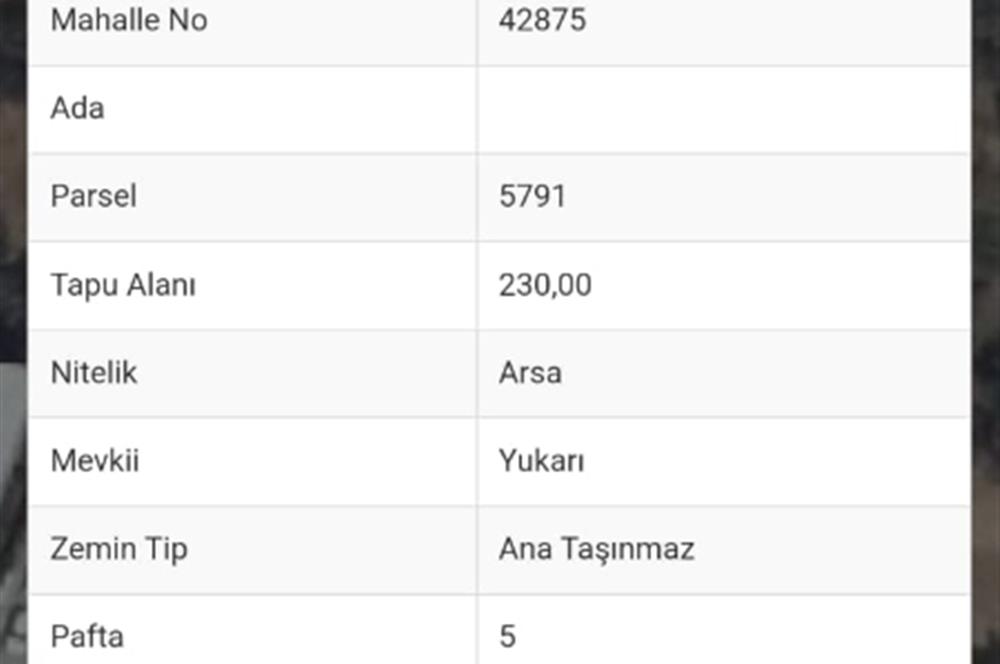 AYDIN İNCİRLİOVA MERKEZ'DE 5 KAT İMARLI 230 M2 ARSA