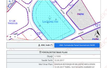 Samsun Atakum , yatirim firsatı  ilkögretim imarlı satılık arsa