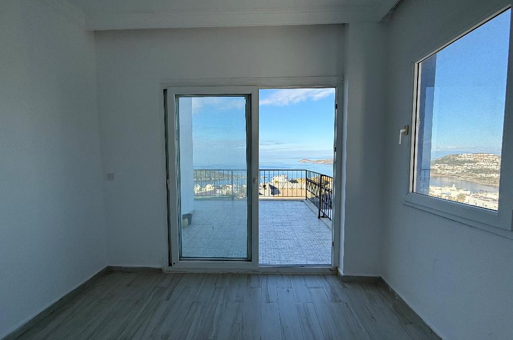 Bodrum Gümüşlük Koyunbaba’da Deniz Manzaralı Yıllık Kiralık Eşyasız 3+1 Dubleks