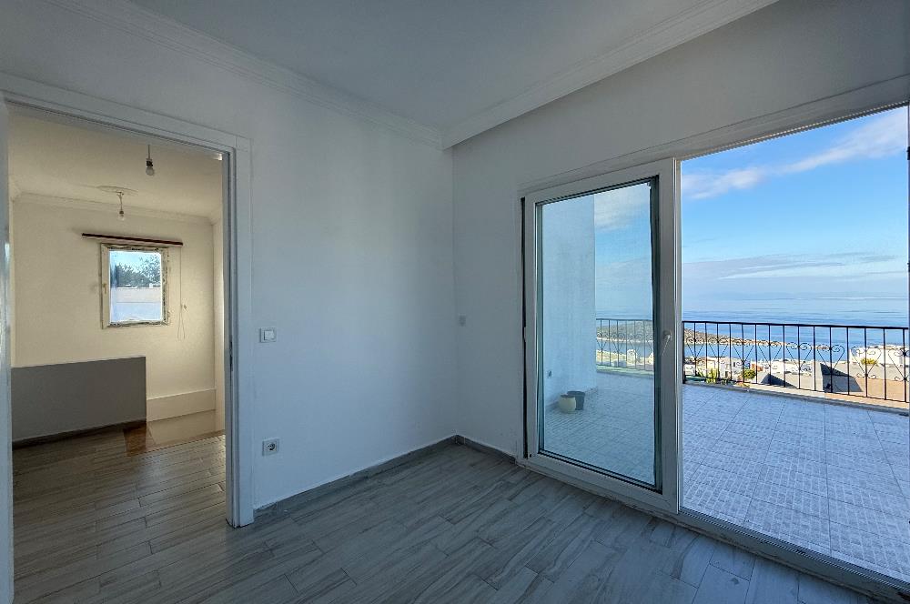 Bodrum Gümüşlük Koyunbaba’da Deniz Manzaralı Yıllık Kiralık Eşyasız 3+1 Dubleks