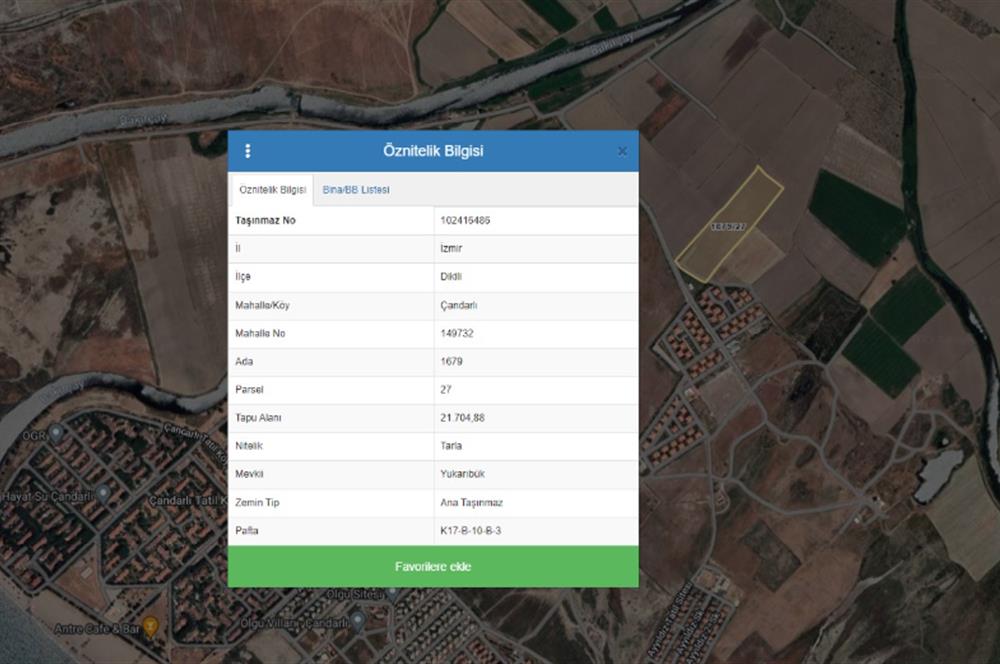 DİKİLİ ÇANDARLI LİMANINA YAKIN 22 dnm SATILIK TARLA