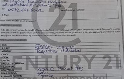 1291144867 CENTURY 21. LOCA GAYRİMENKUL'DEN SATILIK TARLA