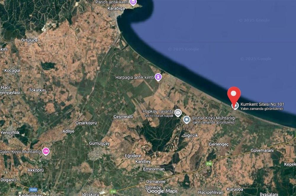 ÇANAKKALE BİGA BOZLAR KÖYÜ 495 m² VİLLA İMARLI YATIRIMLIK ARSA