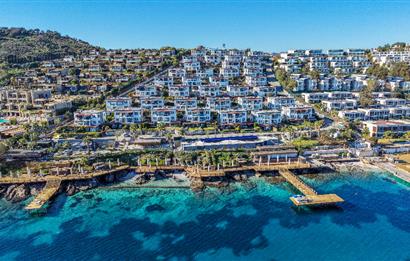 Bodrum Aura Residence Plajlı Manzaralı Bahçeli Satılık 3+1 Daire