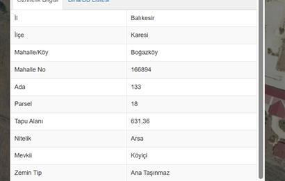 BALIKESİR KARESİ BOĞAZKÖYDE KÖYİÇİ ARSA C21 BAL'DA