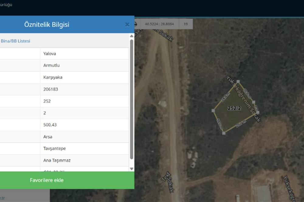CENTURY21 NEO' DAN ARMUTLU/KARŞIYAKA/TAVŞANTEPE' DE İMARLI ARSA