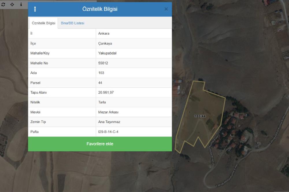 ÇANKAYA YAKUPABDALDA ÇEVRE YOLUNA YAKIN 2613 m² HİSSELİ TARLA
