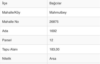 BAĞCILAR FATİHTE 4 KAT İMARLI TEK TAPU ARSA