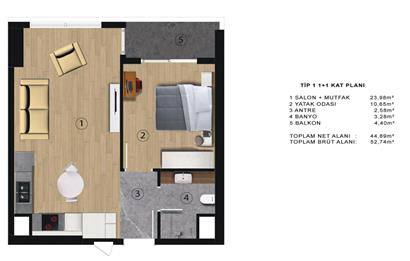 RELAX CADDE PROJESİNDE MERKEZİ KONUMDA YÜKSEK KİRA GETİRİLİ 1+1