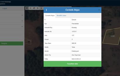 C21 LOFTTAN PAMUKKALE KARATAŞDA SATILIK 990 M² TARLA