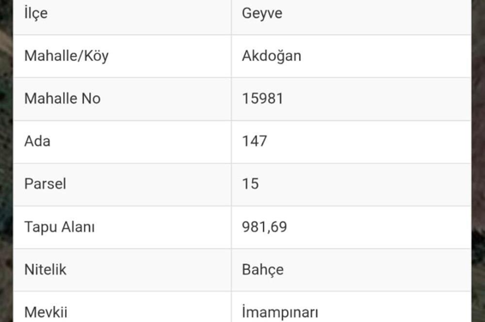 Sakarya Geyve'de Satılık Bahçe