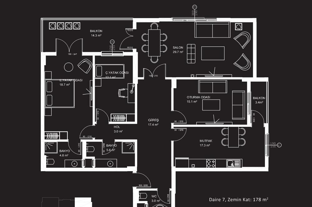 CENTURY 21 VİZYON'DAN TERRACE PARK SİTESİNDE 3+1 LÜKS KİRALIK DAİRE