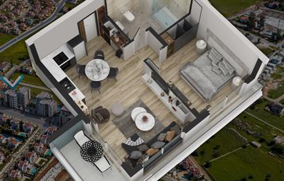 KIBRIS,İSKELE BAHÇELER THE BLUE REZİDANS'DA SATILIK 1+1 DAİRELER