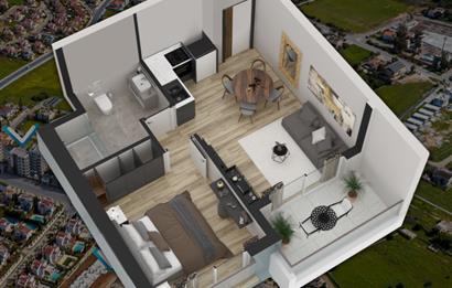 KIBRIS,İSKELE BAHÇELER THE BLUE REZİDANS'DA SATILIK 1+1 DAİRELER