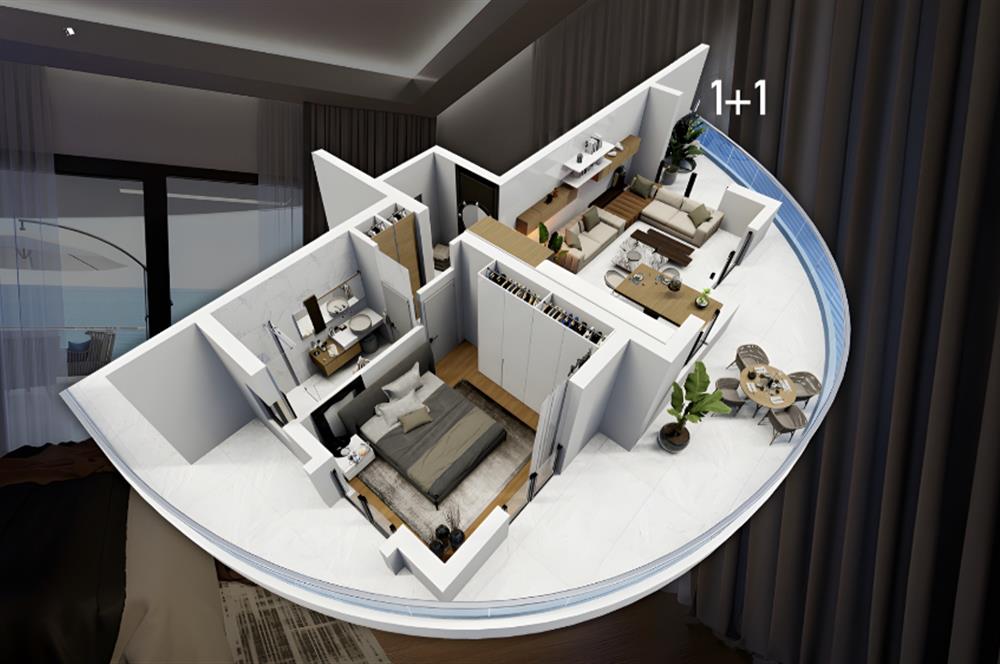 KUZEY KIBRIS İSKELE'DE DENİZE YAKIN 1+1 LÜKS DAİRE