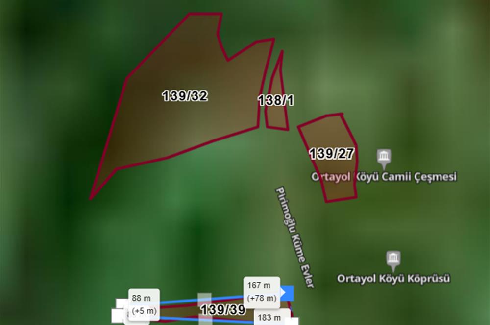 RİZE PAZAR ORTAYOL (MELESKUR) KÖYÜ YOLA CEPHELİ 4 ADET ARAZİ