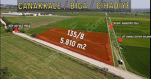 C21 Bal'dan Biga Cihadiye Mahallesinde Satılık Tarla