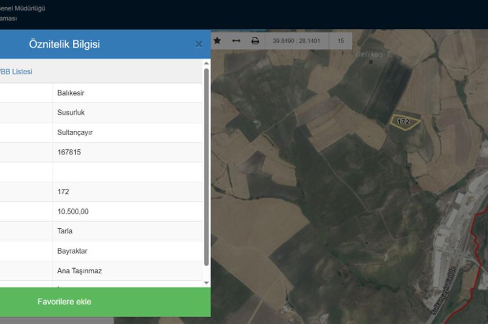 CENTRUY 21 BAL'DAN  SUSURLUK SULTANÇAYIR MAHALLESİ SATILIK TARLA