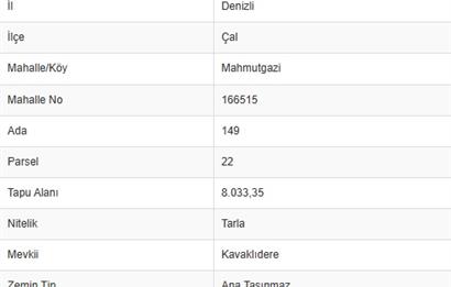 C21 LOFT'TAN ÇAL MAHMUTGAZİ'DE SATILIK TARLA