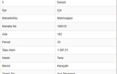 C21 LOFT'TAN ÇAL MAHMUTGAZİ'DE SATILIK TARLA