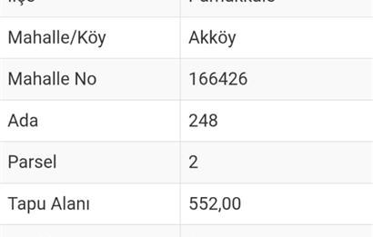 DENİZLİ PAMUKOVA AKKÖYDE İMARLI ARSA