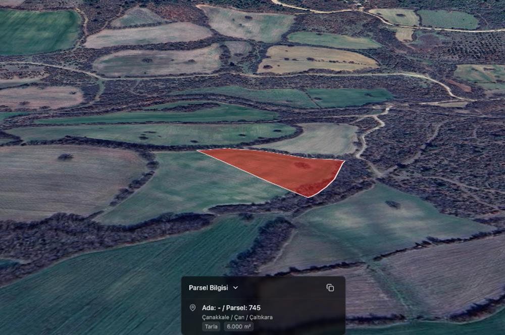 C21 Cius; Çanakkale Çan Çaltıkara Satılık 6.000m2 Tarla