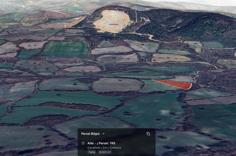 C21 Cius; Çanakkale Çan Çaltıkara Satılık 6.000m2 Tarla