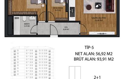 FİNANS MERKEZİNE KOMŞU,  2+1 DAİRELER