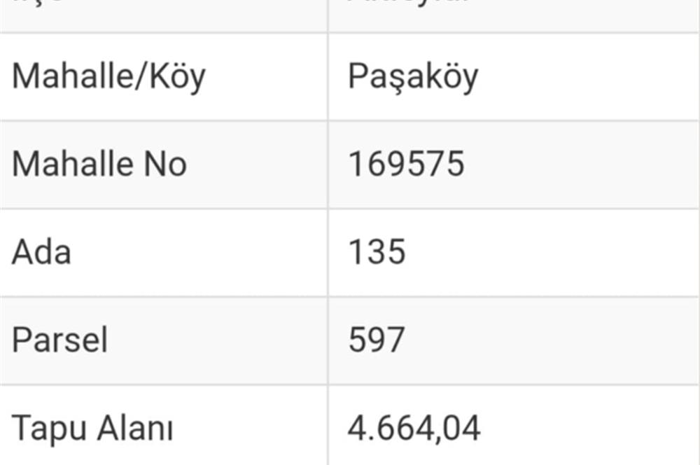 C.21 LOCA ALTIEYLÜL PAŞAKÖY MAH.SATILIK 4664 M2 FIRSAT ARSA