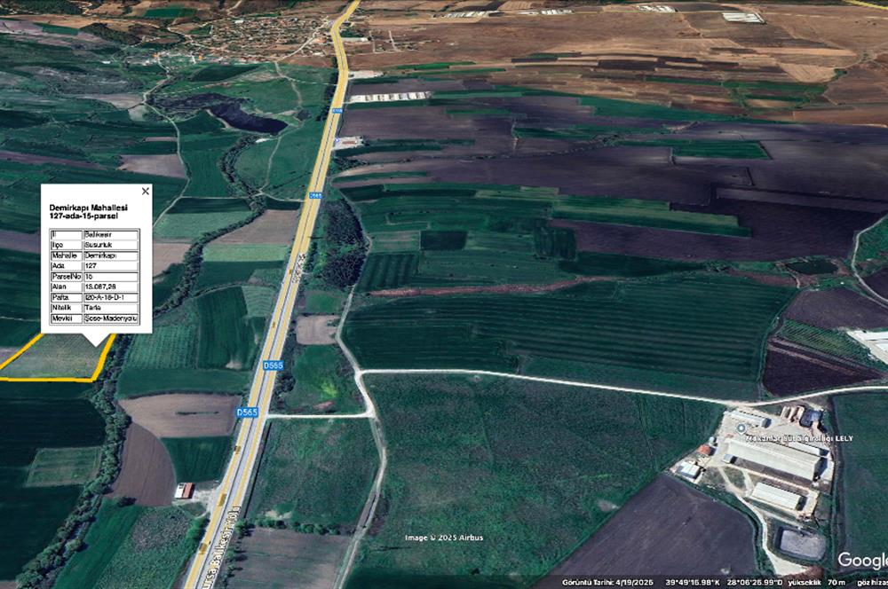 CENTURY 21 BAL SUSURLUK DEMİRKAPI SATILIK TARLA 13 DÖNÜM 