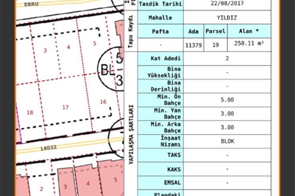 ALTIEYLÜL YILDIZ MH. MERKEZİ KONUMDA SATILIK 250 M2 ARSA