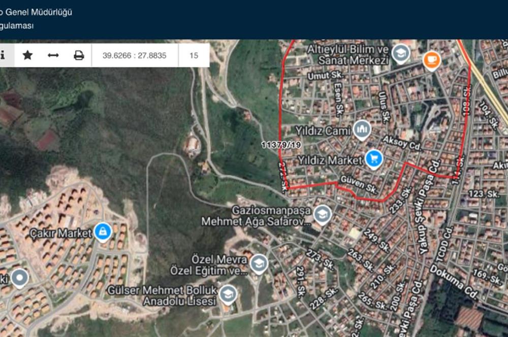 ALTIEYLÜL YILDIZ MH. MERKEZİ KONUMDA SATILIK 250 M2 ARSA