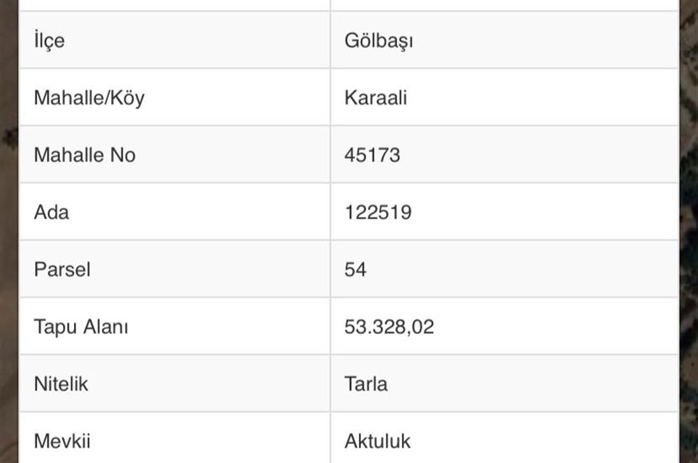 GÖLBAŞI KAARALİ'DE SATILIK FIRSAT TARLA