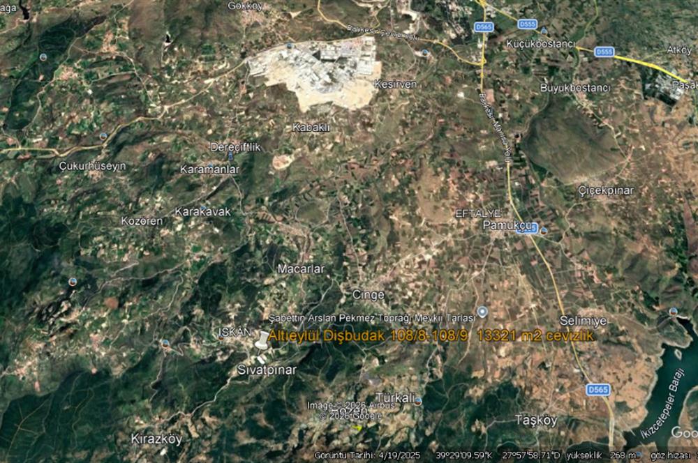 C21 BAL'DAN DİŞBUDAK'TA 13321 M2 ASFALTA CEPHE SATILIK CEVİZLİK