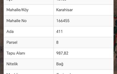 C21 Loft'tan Karahisar Mahallesinde Satılık Bağ
