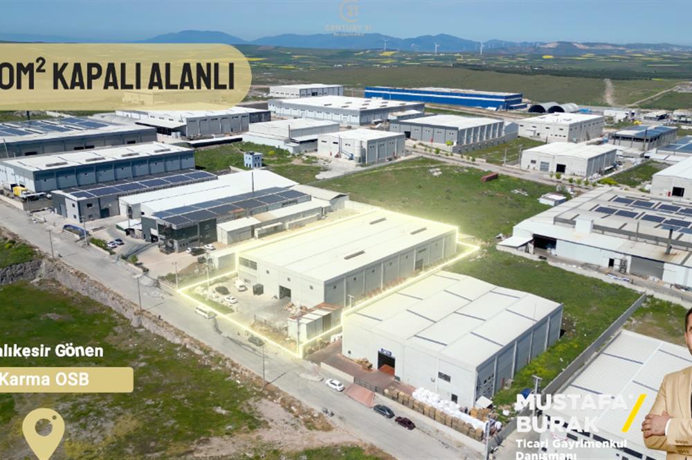 CENTURY 21 BAL'DAN GÖNEN DERİ İHTİSAS VE KARMA OSB’DE  3.500 m² KAPALI ALANLI  ÜÇ YAŞINDA YÜKSEK NİTELİKLİ SATILIK FABRİKA