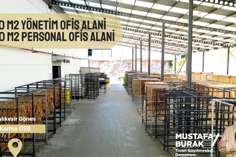 CENTURY 21 BAL'DAN GÖNEN DERİ İHTİSAS VE KARMA OSB’DE  3.500 m² KAPALI ALANLI  ÜÇ YAŞINDA YÜKSEK NİTELİKLİ SATILIK FABRİKA