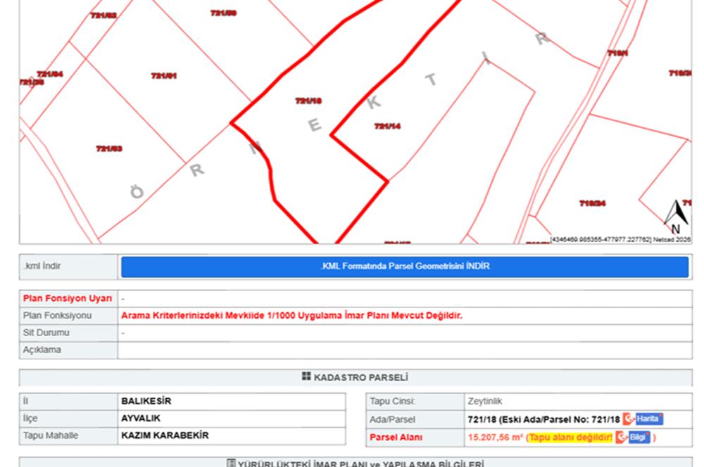 C21 Bal'dan Balıkesir Ayvalık Gazi Kemalpaşa’da Satılık Zeytinlik