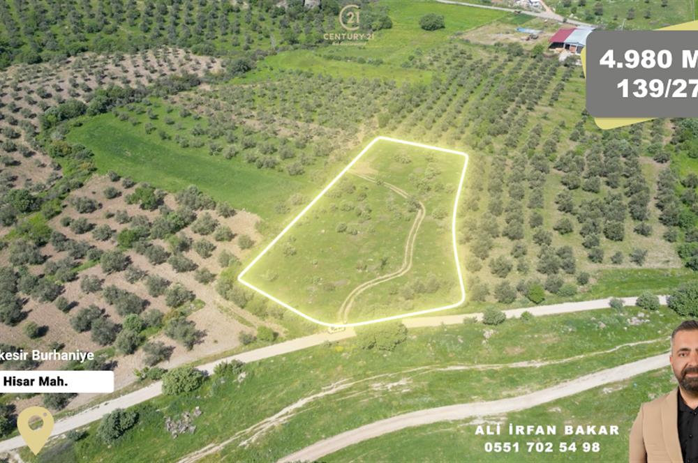Burhaniye Hisar'da Satılık,Kadastral Yolu Bulunan,4980 m² Çamlık