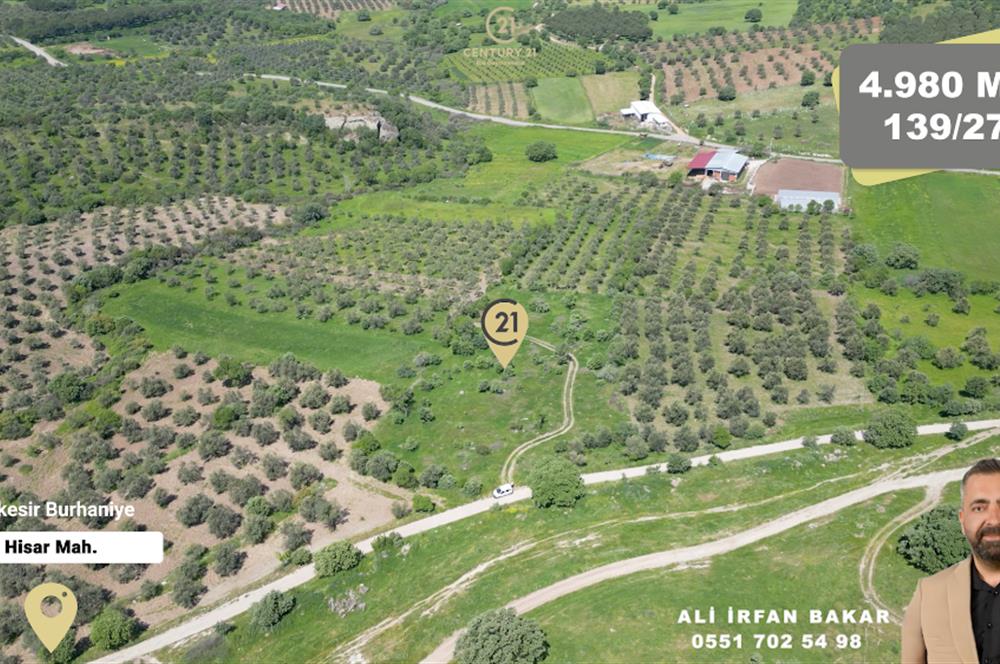 Burhaniye Hisar'da Satılık,Kadastral Yolu Bulunan,4980 m² Çamlık
