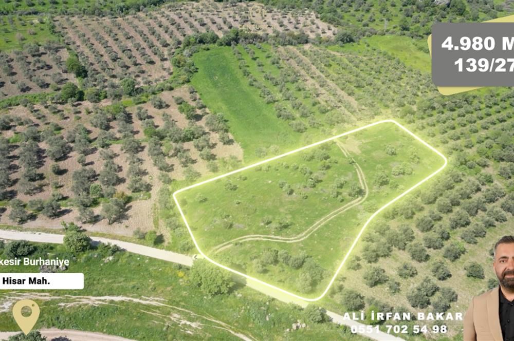 Burhaniye Hisar'da Satılık,Kadastral Yolu Bulunan,4980 m² Çamlık