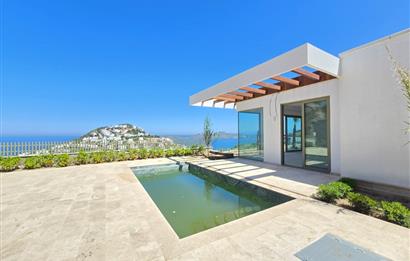 Bodrum Yalıkavak Panaromik deniz manzaralı satılık tek kat sıfır villa